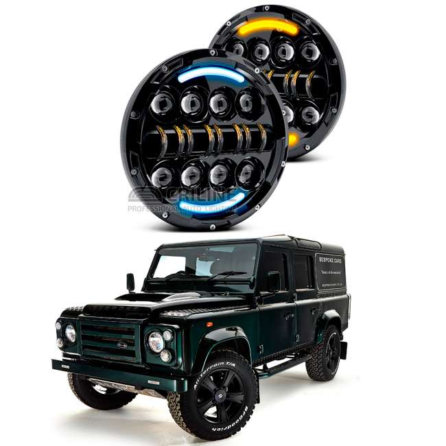 Фары criline отзывы. Фара светодиодная Land Rover Defender. Диодные фары на Defender Land Rover Defender. Rover Defender 110 диодные фары.